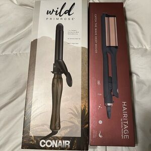 Heritage deep waver and primrose curling wand. Both New
